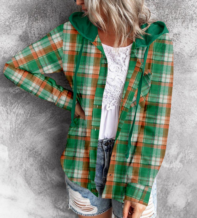 Hooded Button-Up Pullover