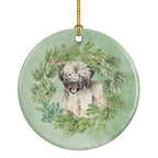 Briard Puppy Smiling Christmas Wreath Ceramic Ornament