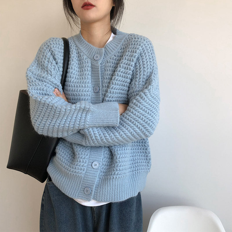 2023 Women's Autumn Knitted Cardigan Sweater (Beige/White)