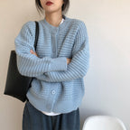 2023 Women's Autumn Knitted Cardigan Sweater (Beige/White)