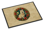 Japanese Spitz Christmas Flowers Doormat