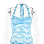 Summer Lace Spliced Halter Top for Women 2023