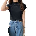 Ice Silk Knit Short Sleeve Top for Women (Summer)