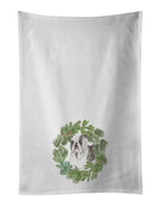 Bulldog Brindled Christmas Wreath Kitchen Towel Set of 2