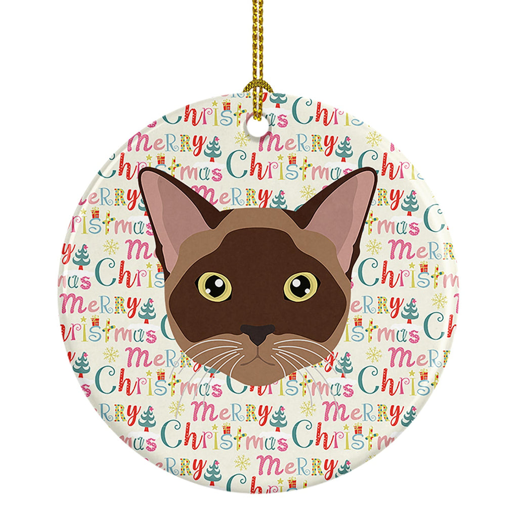 Burmese Cat Christmas Ceramic Ornament