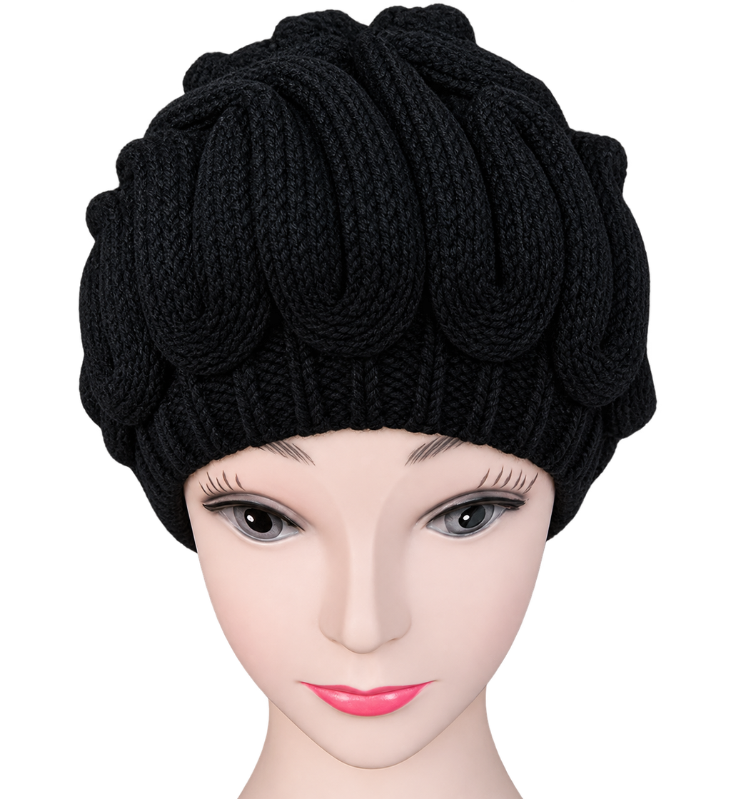 Unisex Flower Knitted Beanie Hat | Embroidered Cap