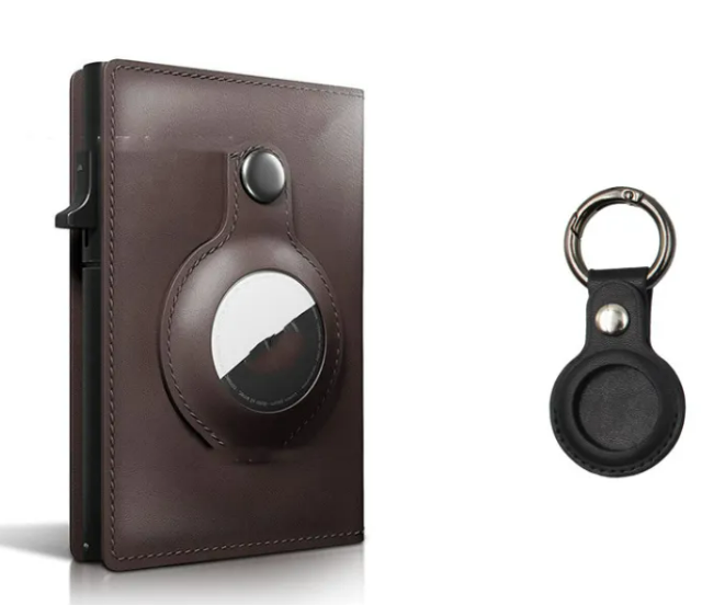 Leather Case Card Holder Aluminum Alloy Crazy Horse