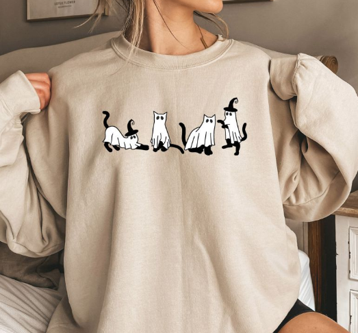 Halloween Dog Print Long Sleeve Casual Sweatshirt | Streetwear