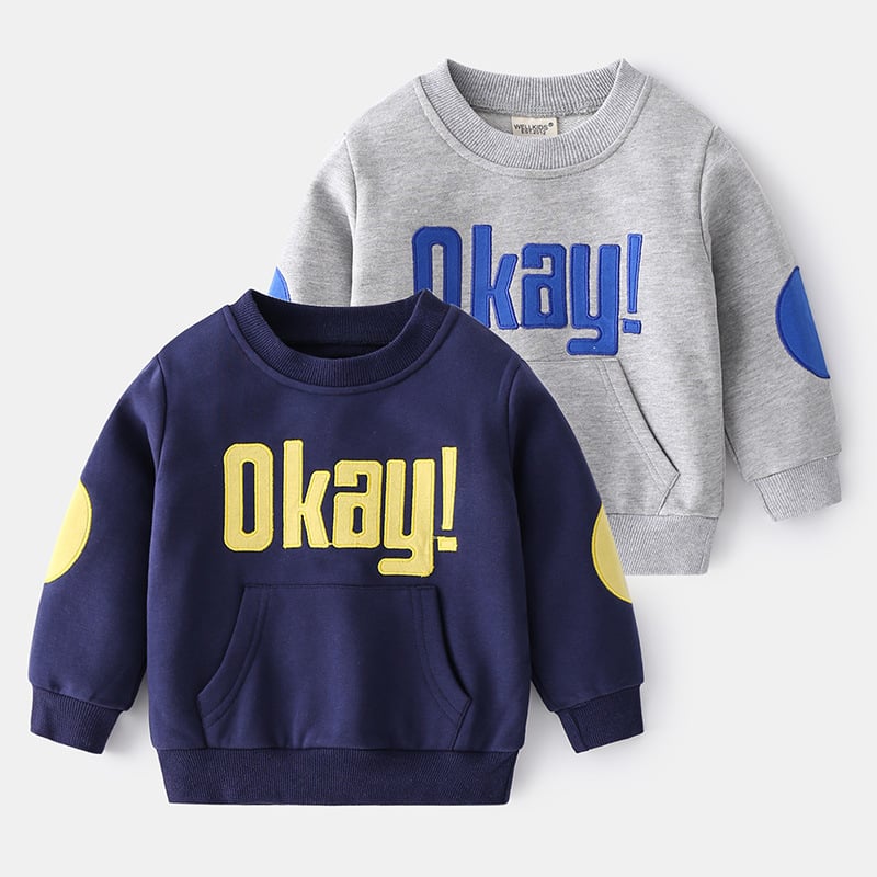 Trendy Boys English Print Pullover Long Sleeve Sweatshirt | Streetwear