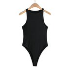 Sleeveless Layered Bodysuit Round Neck Fitted Top