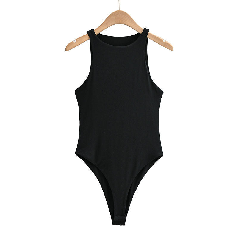 Sleeveless Layered Bodysuit Round Neck Fitted Top