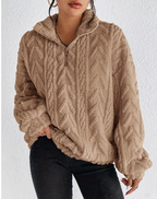 Double-sided Plush Zipper Pullover Top for Women