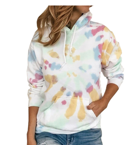 Colorful Tie Dye Print Hooded Long Sleeve Sweatshirt | Streetwear