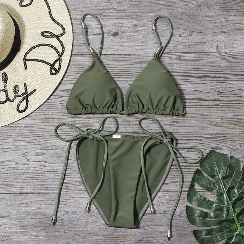 Women's Strappy String Triangle Bikini Set