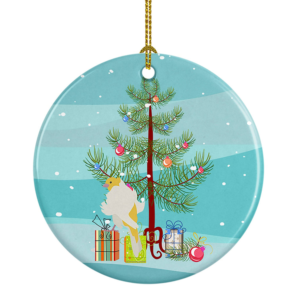 Parisian Trumpeter Canary Merry Christmas Ceramic Ornament
