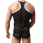 Men's Sheer Fashion Lingerie - Striped Mesh Tank Top