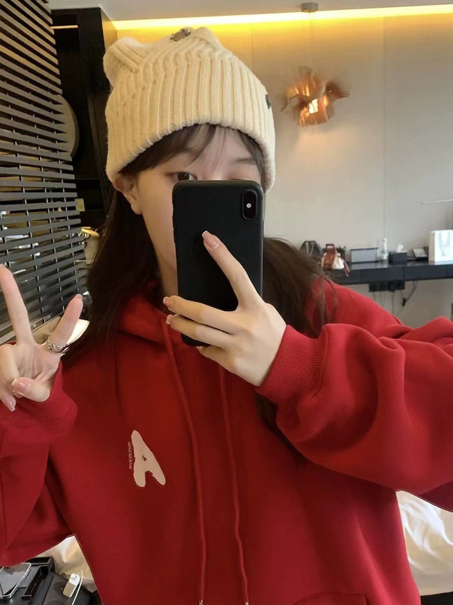 Women's Design M Foam Letters Hoodie | Streetwear
