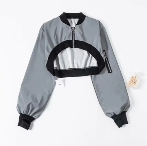 Reflective Zipper Sweater Jacket for Women