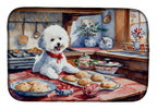 Bichon Frise Christmas Cookies Dish Drying Mat