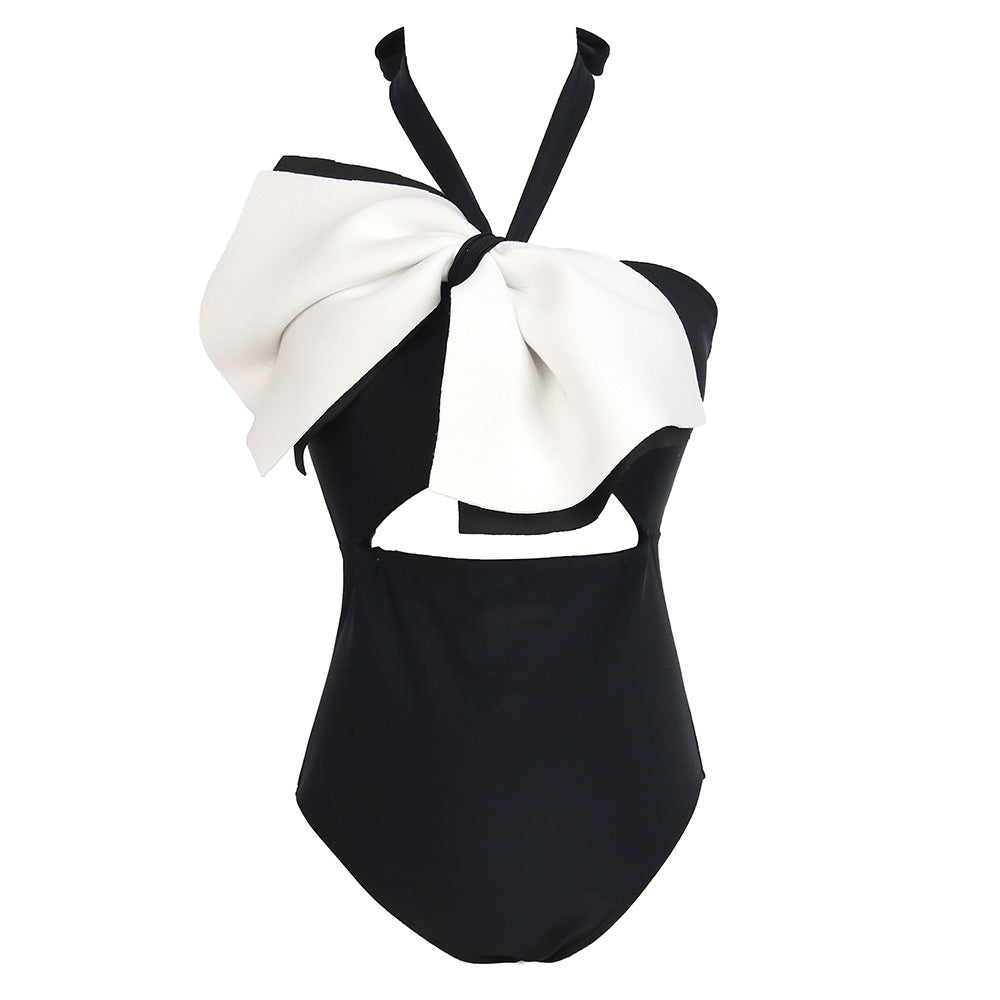 2024 Women's Halter One-Piece Swimsuit with Bow