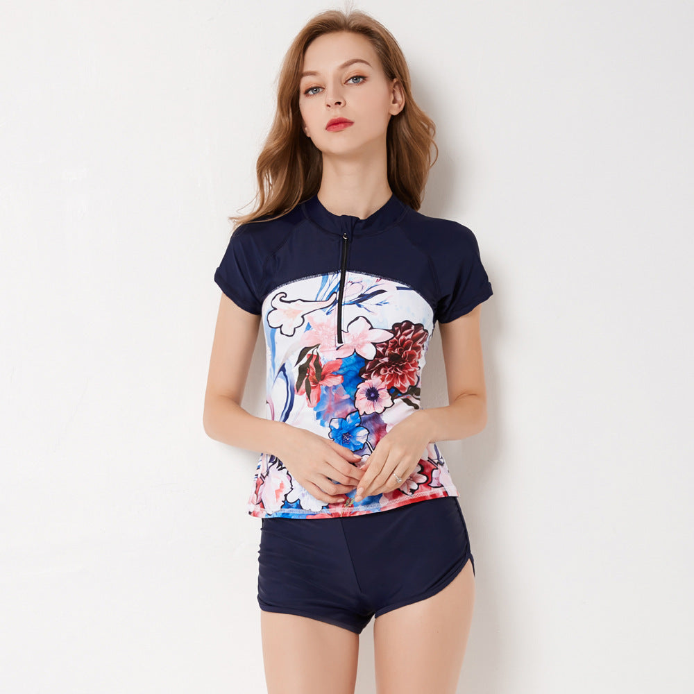 Floral Tankini with Boyshorts Swimsuit Set