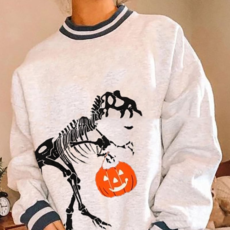 Women's Long-sleeved Skull Pumpkin Printed Sweater