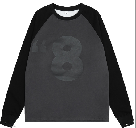 Cuff Rivet Design Loose Round Neck Sweater