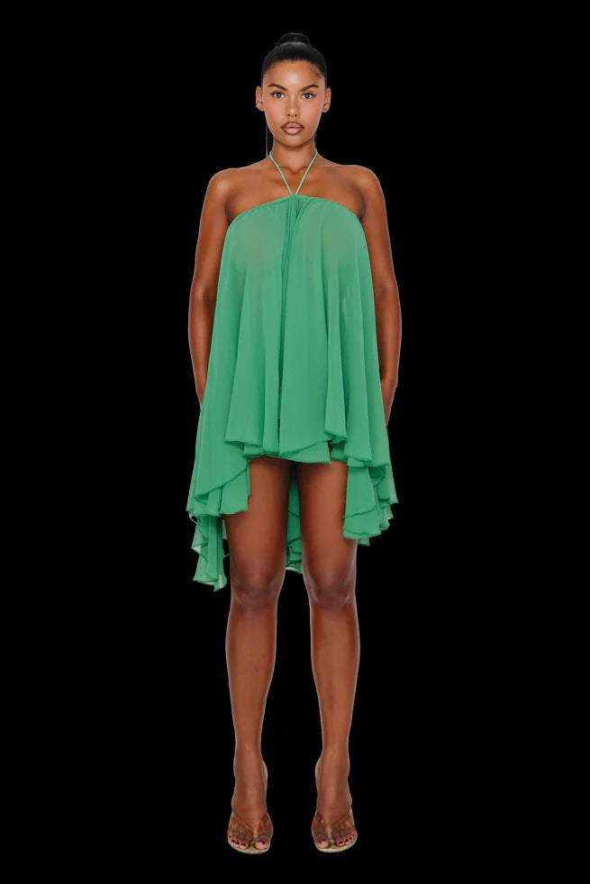 Halter Neck Tube Top Loose Mini Dress