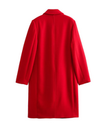 Red Wool Long Coat with Double Breasted Design (One Piece)