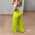 Fashionable Crop Top and High-Waisted Wide-Leg Pants