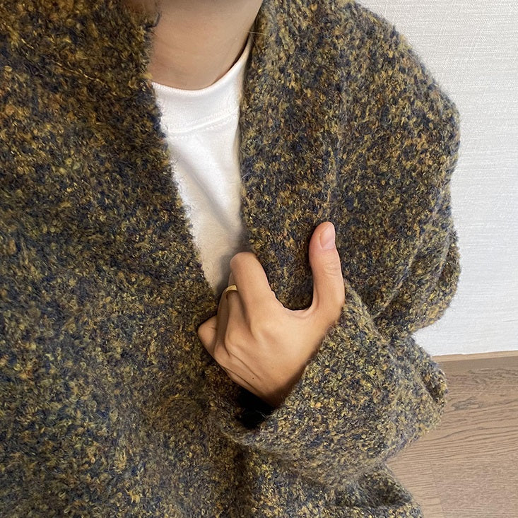 Moss Green V-Neck Off-Shoulder Sweater for Men
