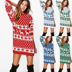 Christmas Print Long Sleeve Women's Dress Fashion