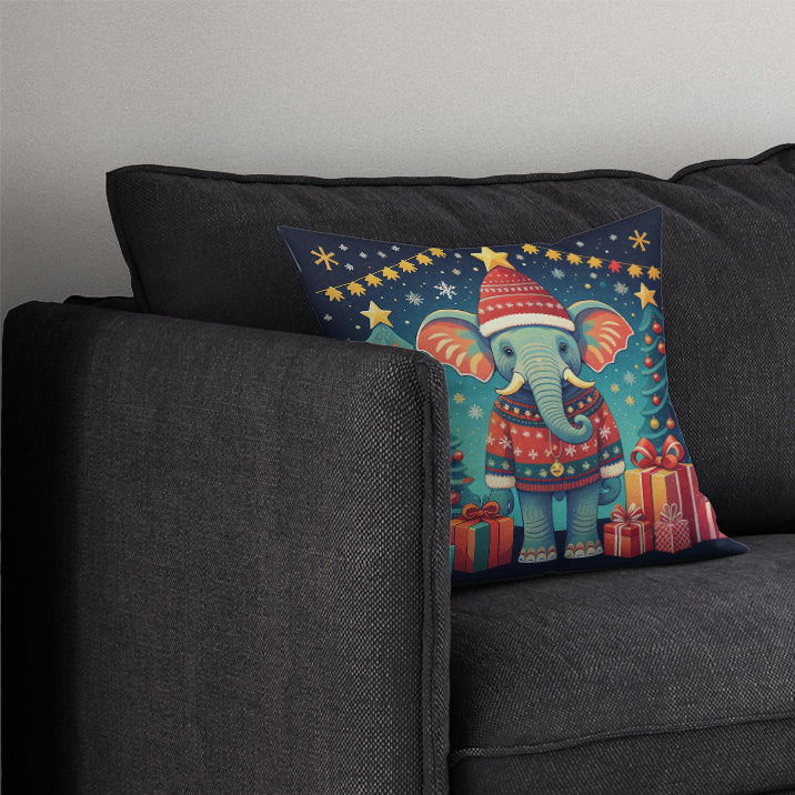 Elephant Christmas Throw Pillow