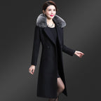 Korean Fox Fur Collar Cashmere Coat (Single Side)