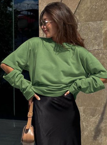 Hollowed Out Round Neck Knitted Women's Sweater