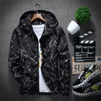 Men's Spring Autumn Bomber Jacket with Print and Hood