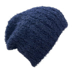 Navy Loop Knit Alpaca Beanie | Embroidered Cap