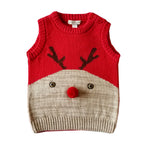 Children's Cotton Christmas Vest with Deer Design