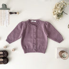Thickened Hand Crocheted Round Neck Cardigan for Girls