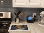 Basset Hound and Santa Claus Glass Cutting Board