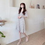 Floral Chiffon Dress with Short Sleeves for Women