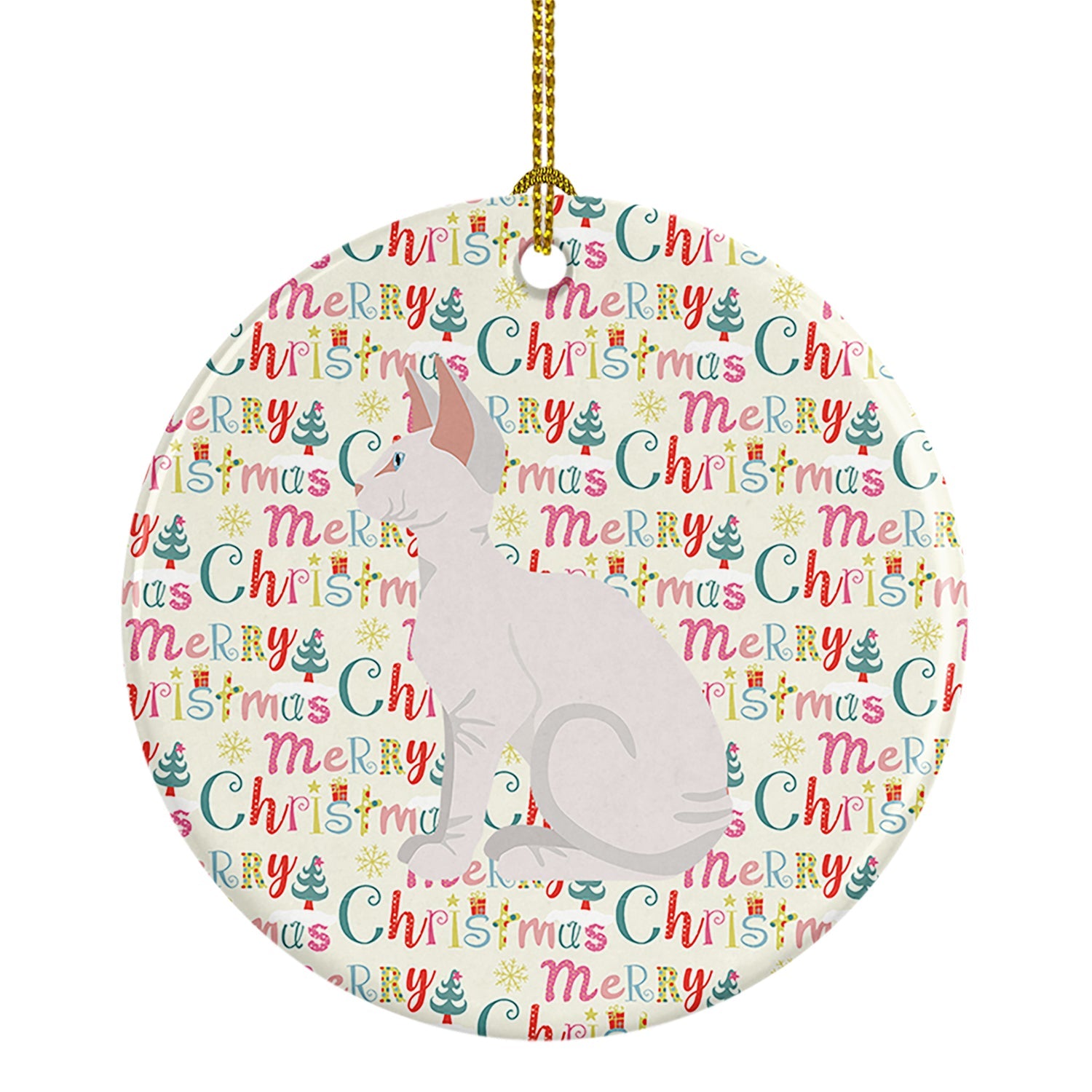 Sphynx #3 Cat Christmas Ceramic Ornament