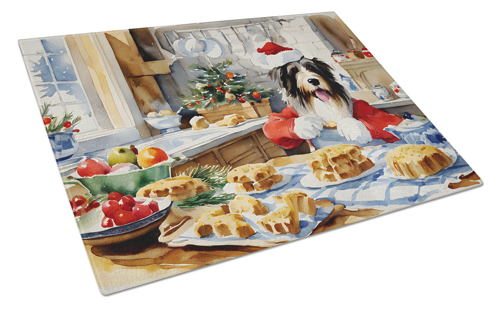 Bearded Collie Christmas Cookies Glass Cutting Board