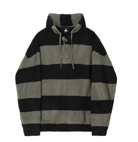 Korean Style Striped Retro Hooded Sweater