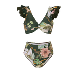 2023 Vintage High Waist Ruffled Bikini Swimwear Set