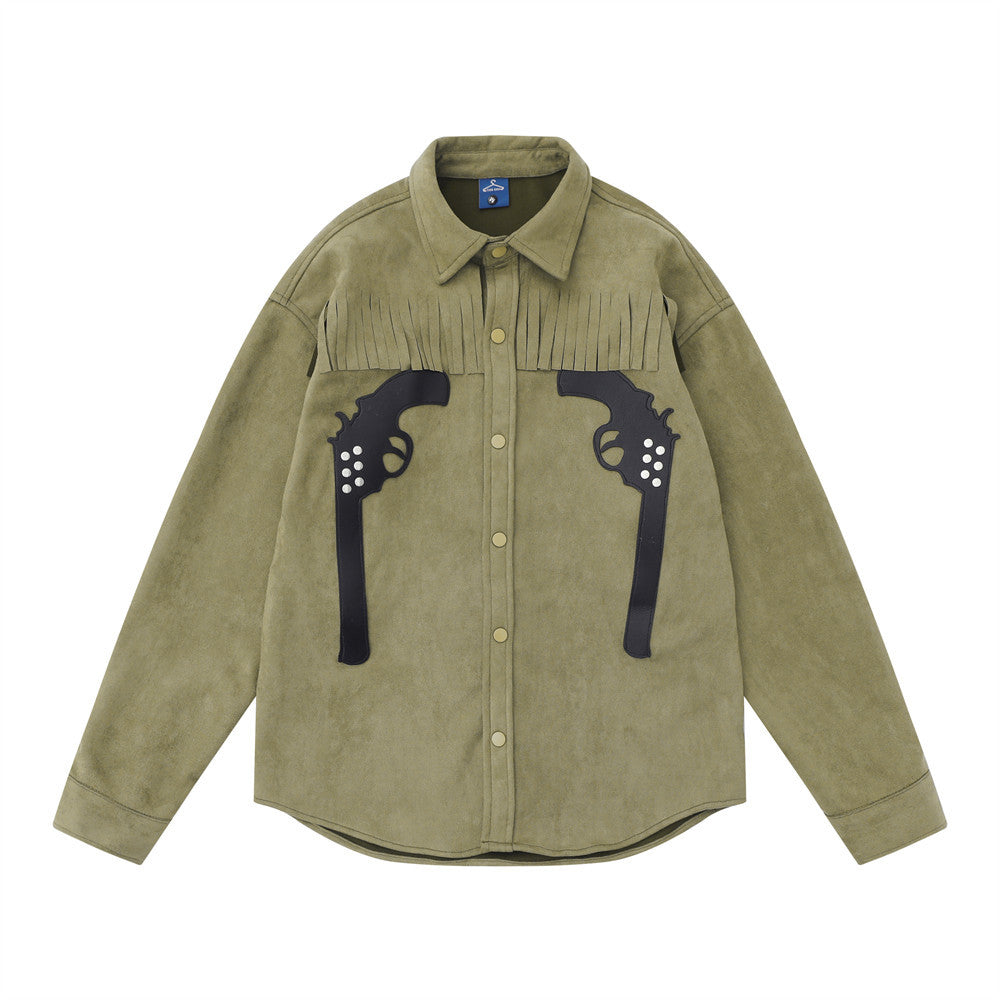 Pistol Embroidery Long Sleeve Shirt Coat