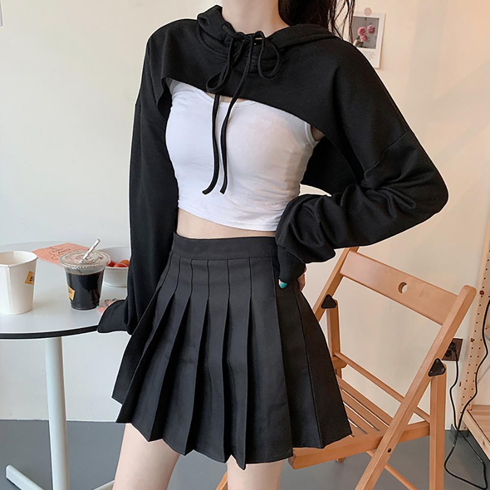 Irregular Long Sleeve Casual Solid Color Hoodie Sweatshirt | Streetwear