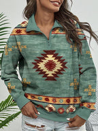 Ethnic Print Casual Small Sweater for Women