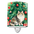 Cymric Cat By the Christmas Tree Ceramic Night Light