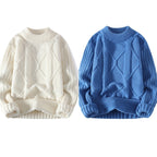 Men's Warm Twisted Flower Round Neck Sweater